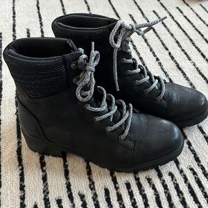 Black combat boots